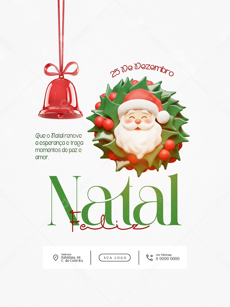 Feliz Natal 25 de Dezembro Feed Momentos de Paz Social Media PSD Editável