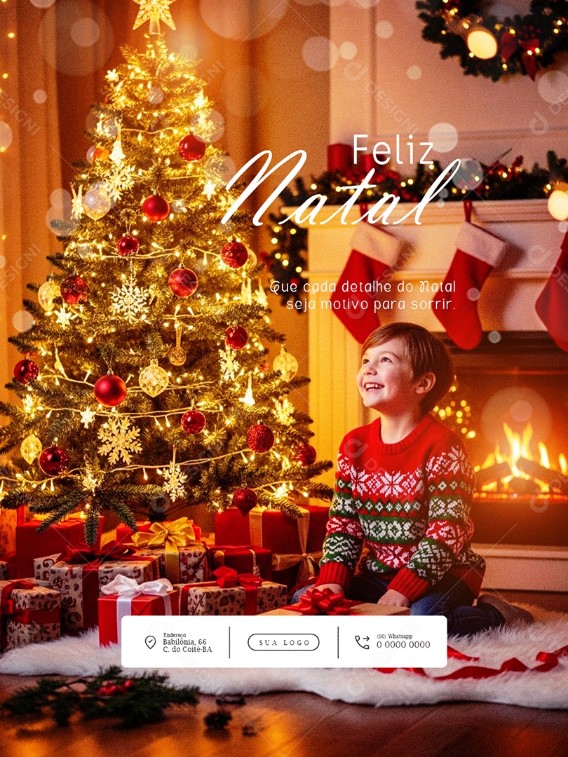 Feliz Natal 25 de Dezembro Feed Motivo para Sorrir Social Media PSD Editável