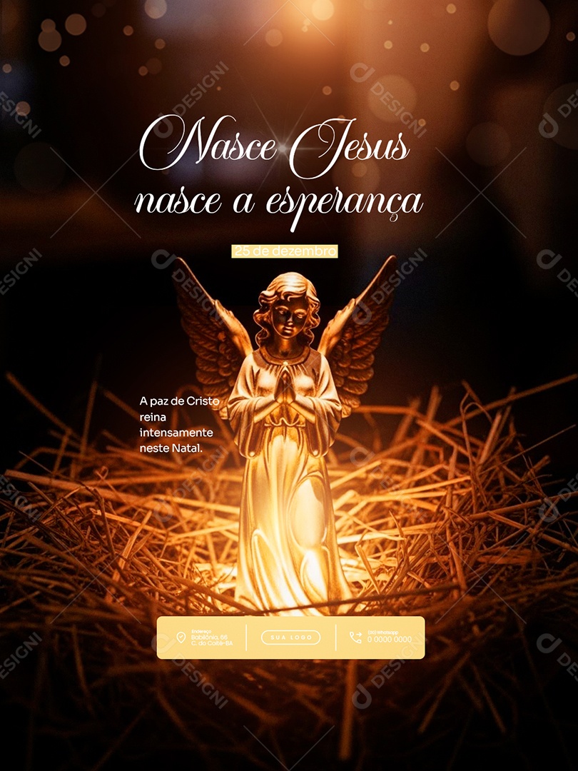 Feliz Natal 25 de Dezembro Feed Nasce Jesus Social Media PSD Editável