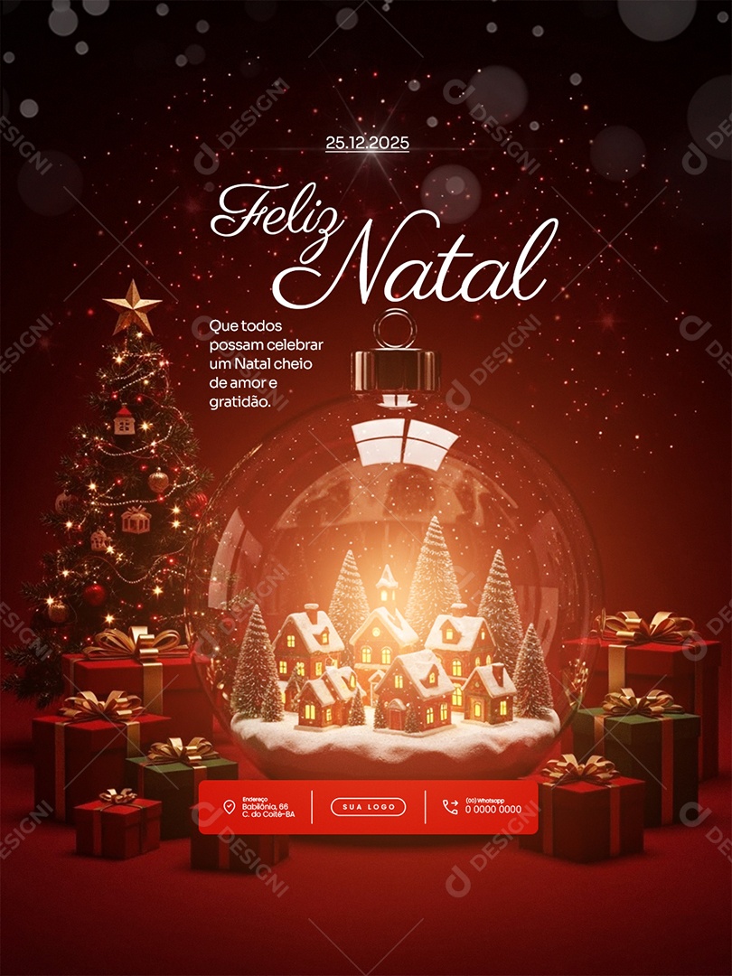 Feliz Natal 25 de Dezembro Feed Que Todos Possam Celebrar Social Media PSD Editável