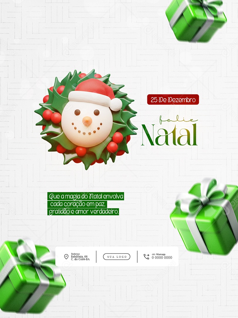 Feliz Natal 25 de Dezembro Feed Verdadeiro Amor Social Media PSD Editável