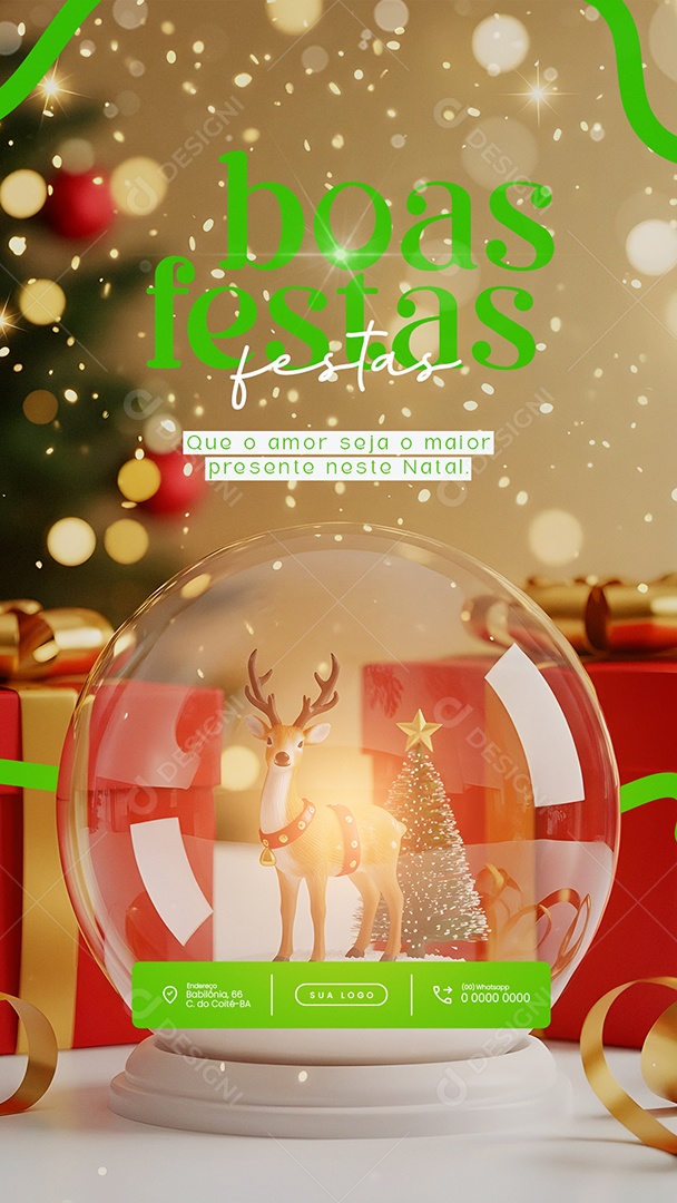 Feliz Natal 25 de Dezembro Story Boas Festas Social Media PSD Editável