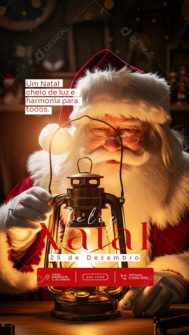 Feliz Natal 25 de Dezembro Story Cheio de luz e Harmonia Social Media PSD Editável