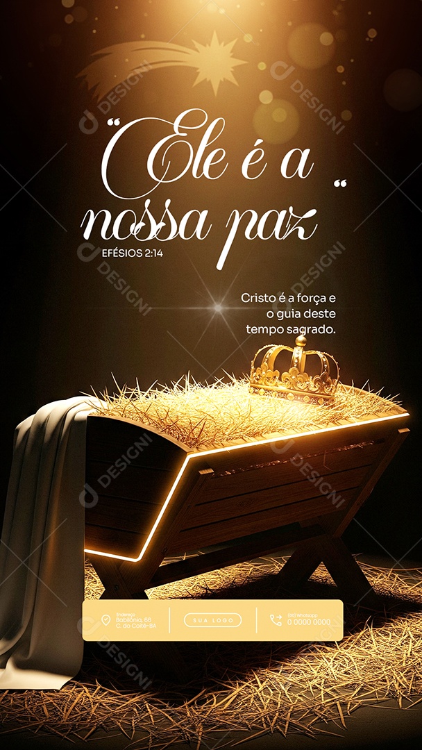 Feliz Natal 25 de Dezembro Story Cristo é a Força Social Media PSD Editável
