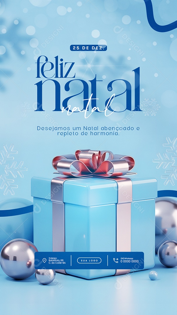 Feliz Natal 25 de Dezembro Story Desejamos Social Media PSD Editável