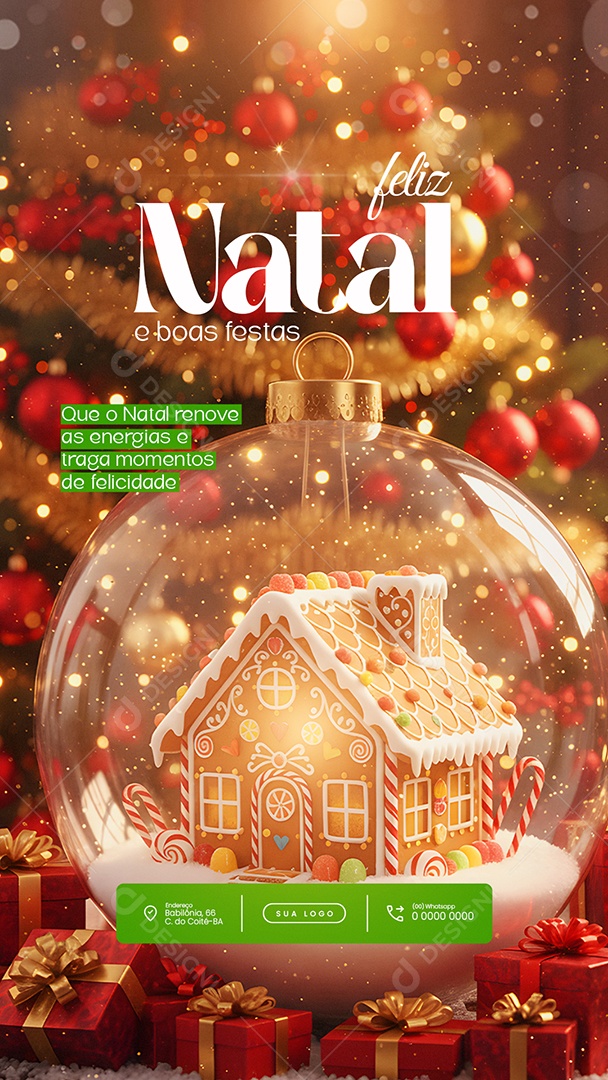 Feliz Natal 25 de Dezembro Story Energia e Traga Momentos de Felicidade Social Media PSD Editável