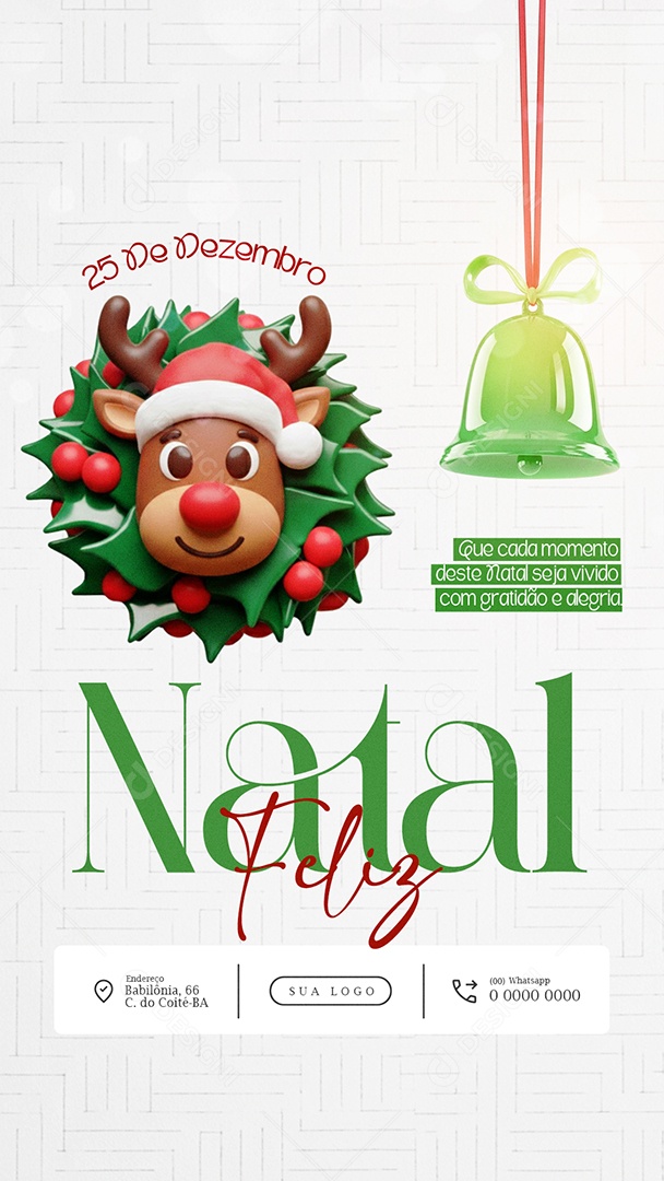 Feliz Natal 25 de Dezembro Story Gratidão e Alegria Social Media PSD Editável