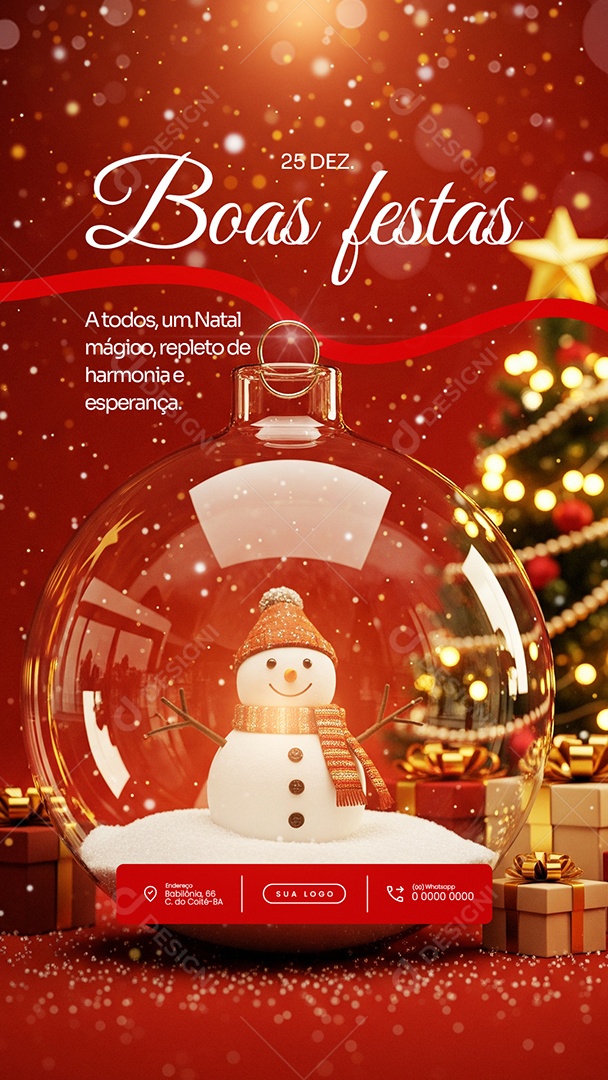 Feliz Natal 25 de Dezembro Story Harmonia e Esperança Social Media PSD Editável