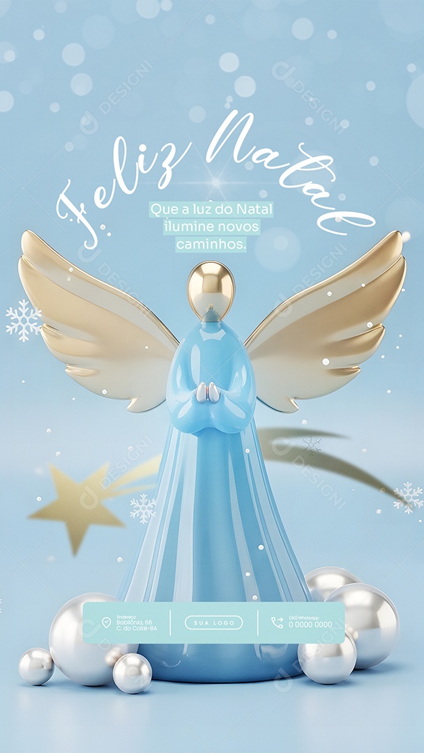 Feliz Natal 25 de Dezembro Story Ilumine Novos Caminhos Social Media PSD Editável