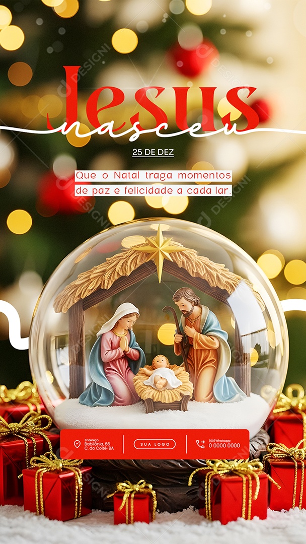 Feliz Natal 25 de Dezembro Story Jesus Social Media PSD Editável