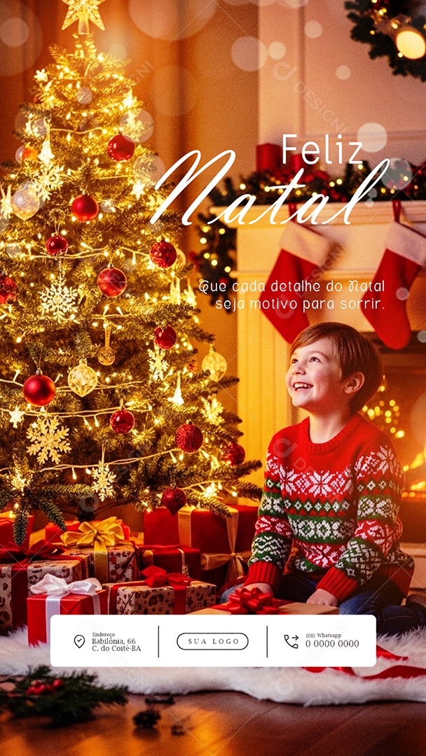 Feliz Natal 25 de Dezembro Story Motivo para Sorrir Social Media PSD Editável