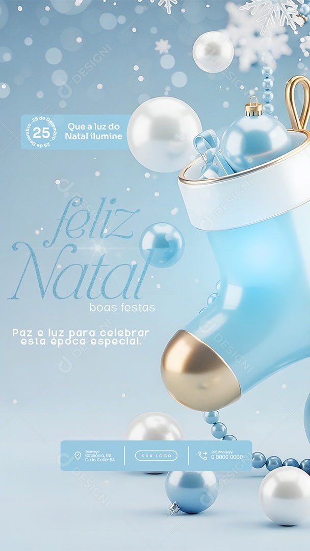 Feliz Natal 25 de Dezembro Story Paz e Luz Social Media PSD Editável