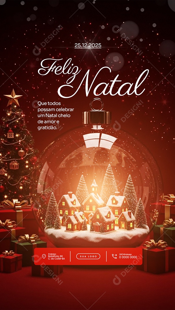 Feliz Natal 25 de Dezembro Story Que Todos Possam Celebrar Social Media PSD Editável