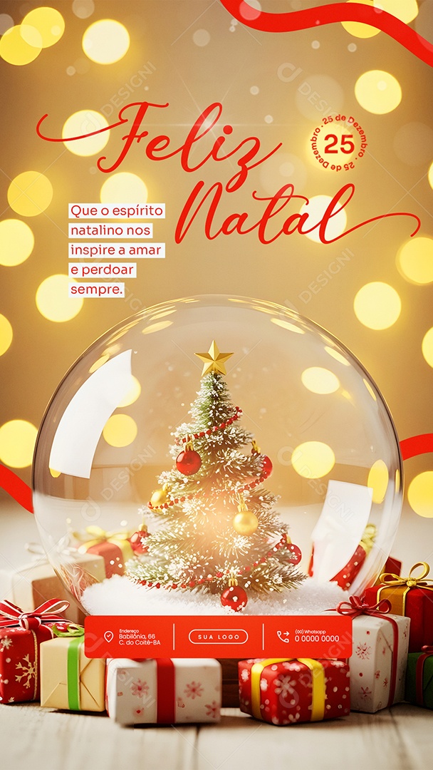 Feliz Natal 25 de Dezembro Story Social Media PSD Editável