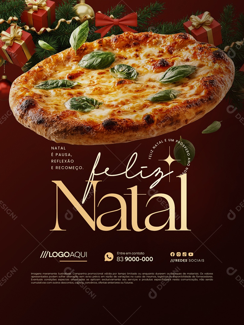 Feliz Natal 25 de Dezembro Pizzaria Social Media PSD Editável