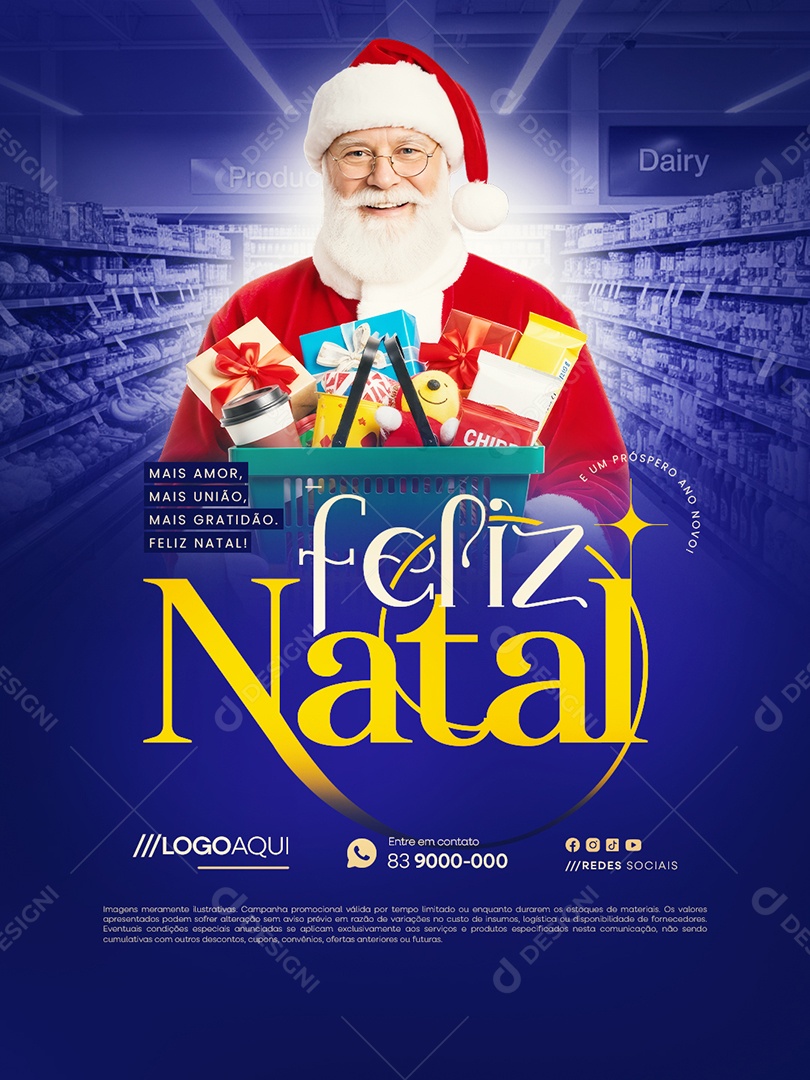Feliz Natal 25 de Dezembro Supermercado Social Media PSD Editável