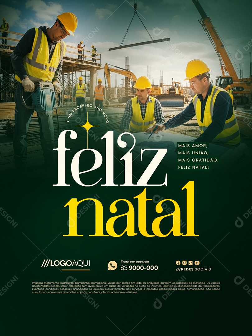 Feliz Natal 25 de Dezembro Engenheiro Mais Amor Mias União Social Media PSD Editável