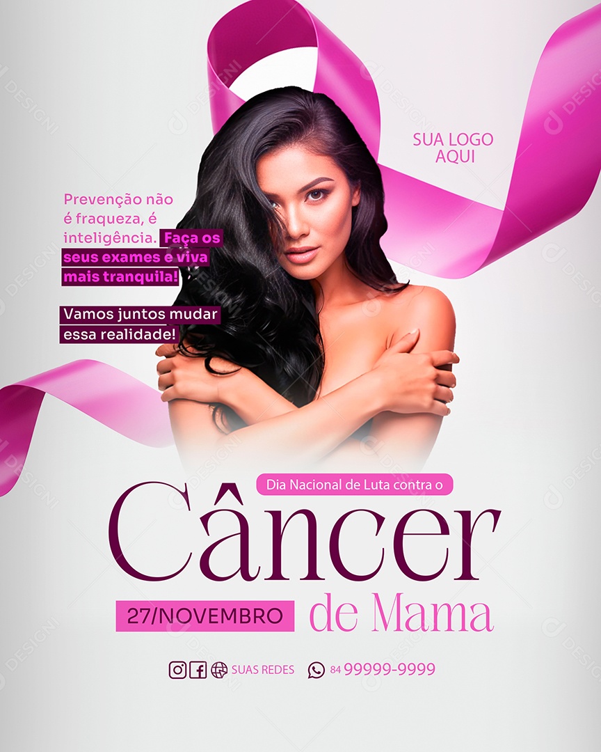Dia Nacional de Luta Contra o Câncer de Mama 27 de Novembro Social Media PSD Editável