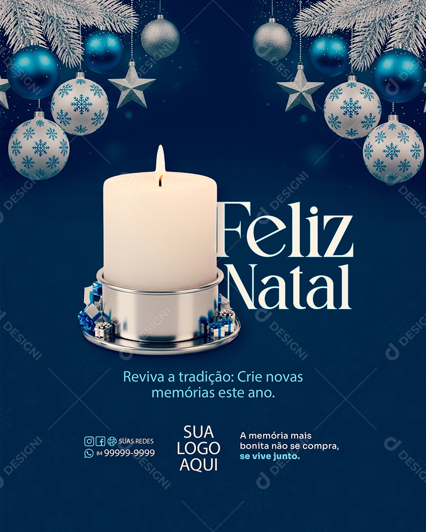 Feliz Natal 25 de Dezembro Reviva a Tradição Social Media PSD Editável