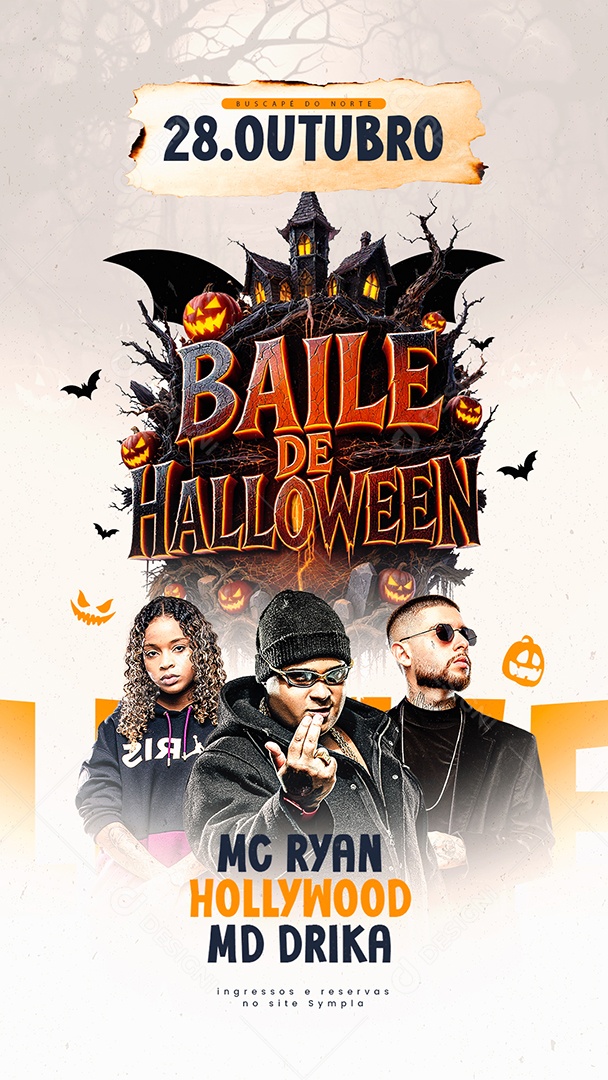 Story Flyer Próximos Shows Baile de Halloween Social Media PSD Editável