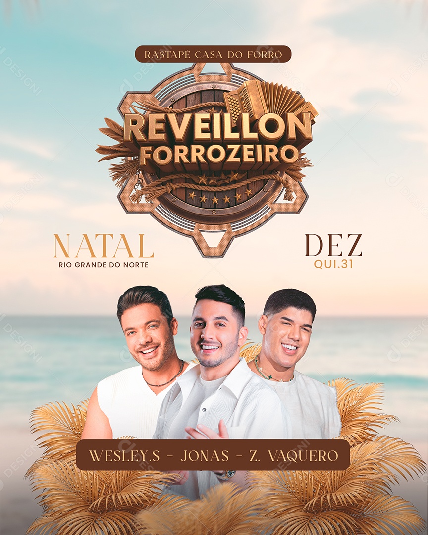 Flyer Próximos Shows Réveillon Forrozeiro Social Media PSD Editável