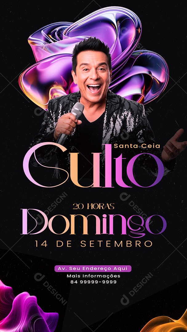 Story Flyer Gospel Santa Ceia Culto Domingo Social Media PSD Editável