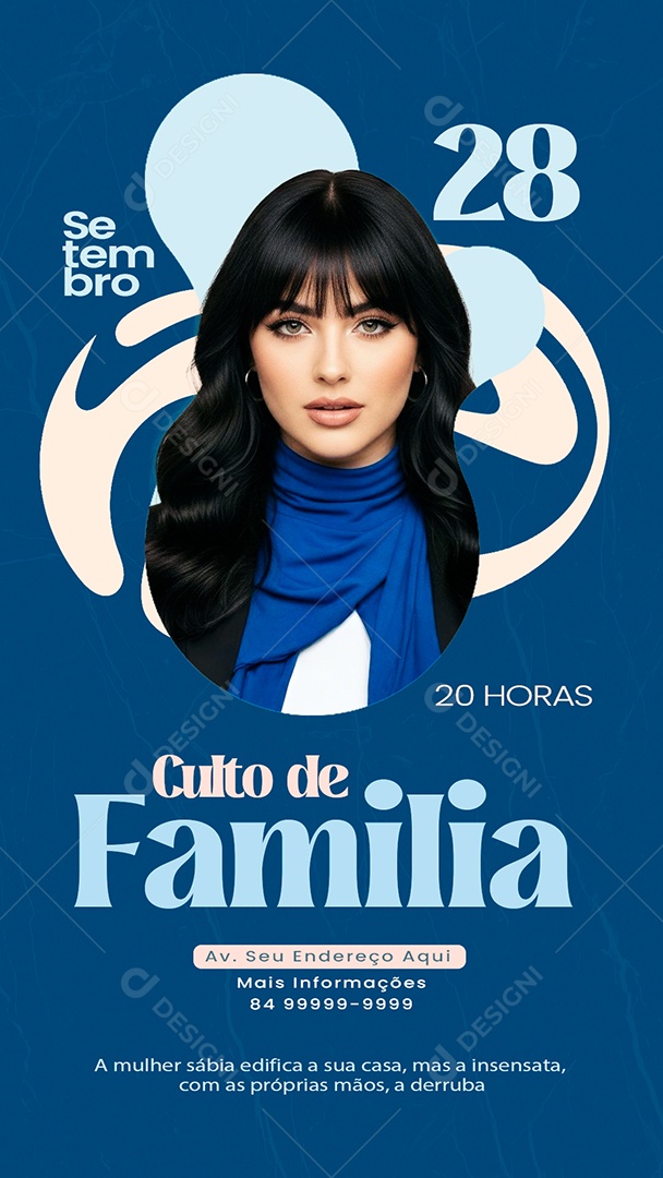 Story Flyer Gospel Culto de Família Social Media PSD Editável