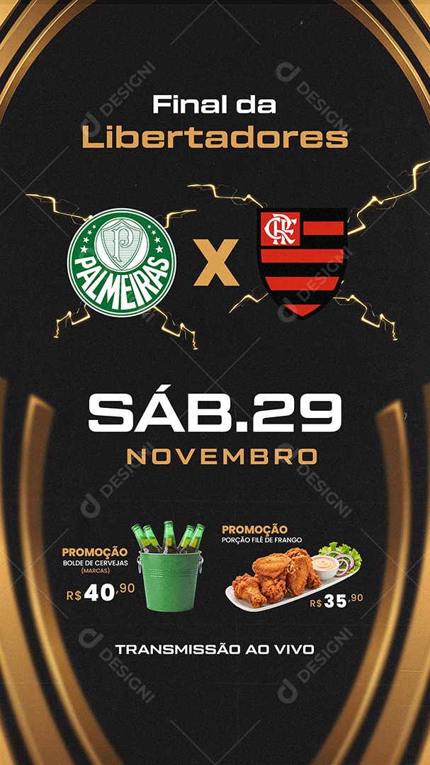 Story Final da Libertadores Palmeiras x Flamengo Social Media PSD Editável