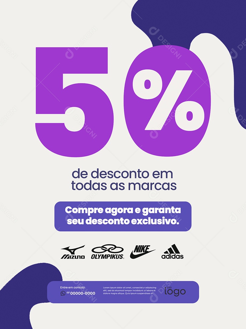Loja de Calçados 50% de Desconto em Todas as Marcas Social Media PSD Editável