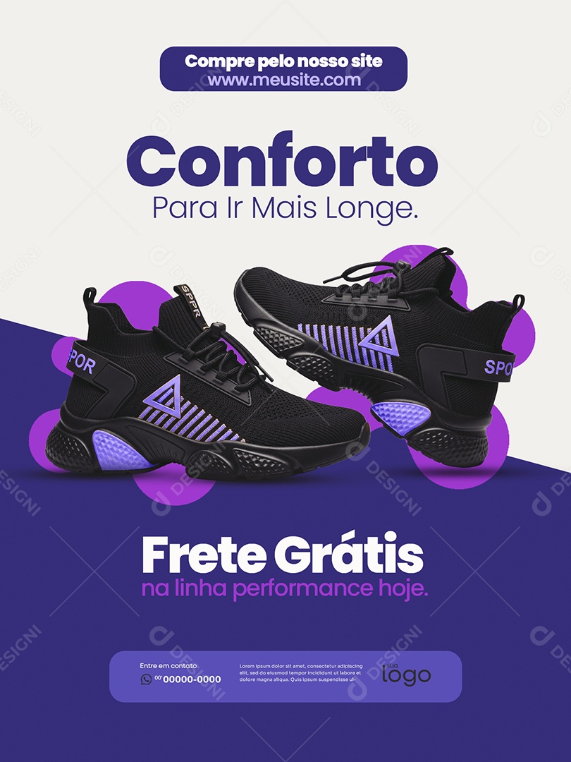 Loja de Calçados Conforto Para Ir Mais Longe Social Media PSD Editável