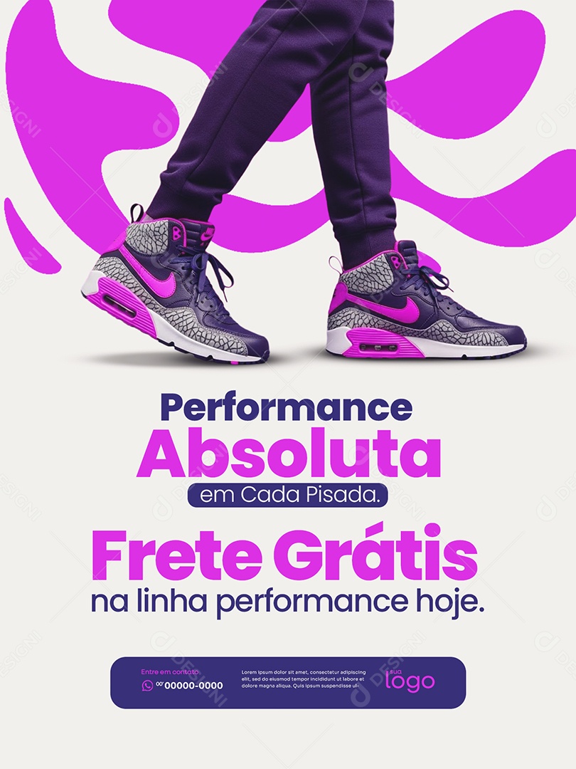 Loja de Calçados Perfomance Absoluta em Cada Pisada Social Media PSD Editável