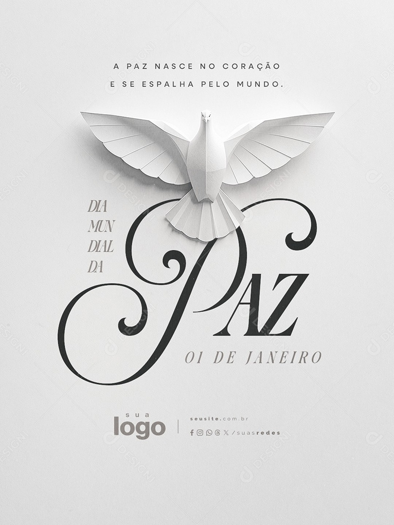 Dia Mundial da Paz 01 de Janeiro Social Media PSD Editável