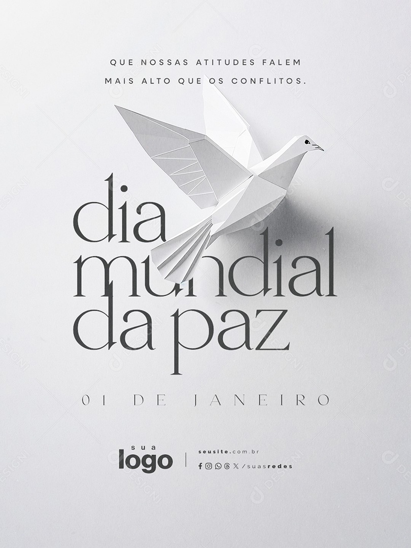 Dia Mundial da Paz 01 de Janeiro Social Media PSD Editável