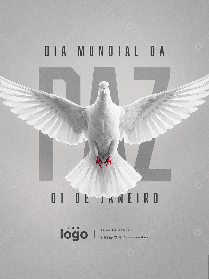 Dia Mundial da Paz 01 de Janeiro Social Media PSD Editável