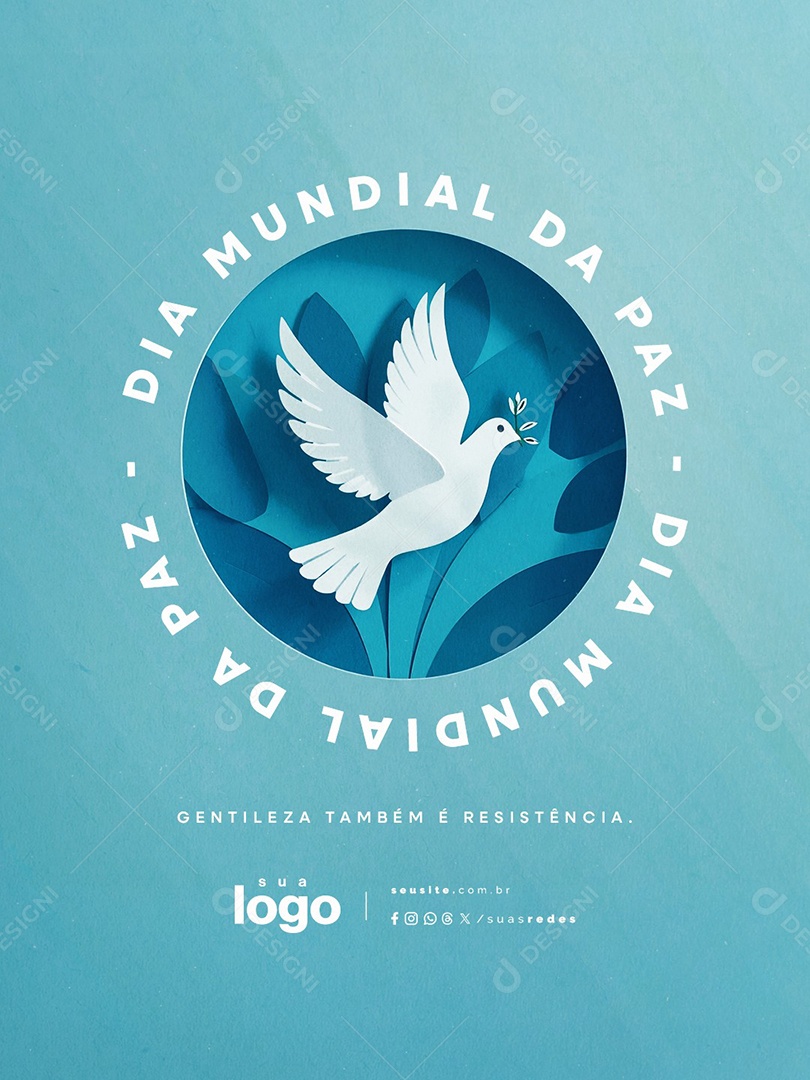 Dia Mundial da Paz 01 de Janeiro Gentileza Também é Resistência Social Media PSD Editável