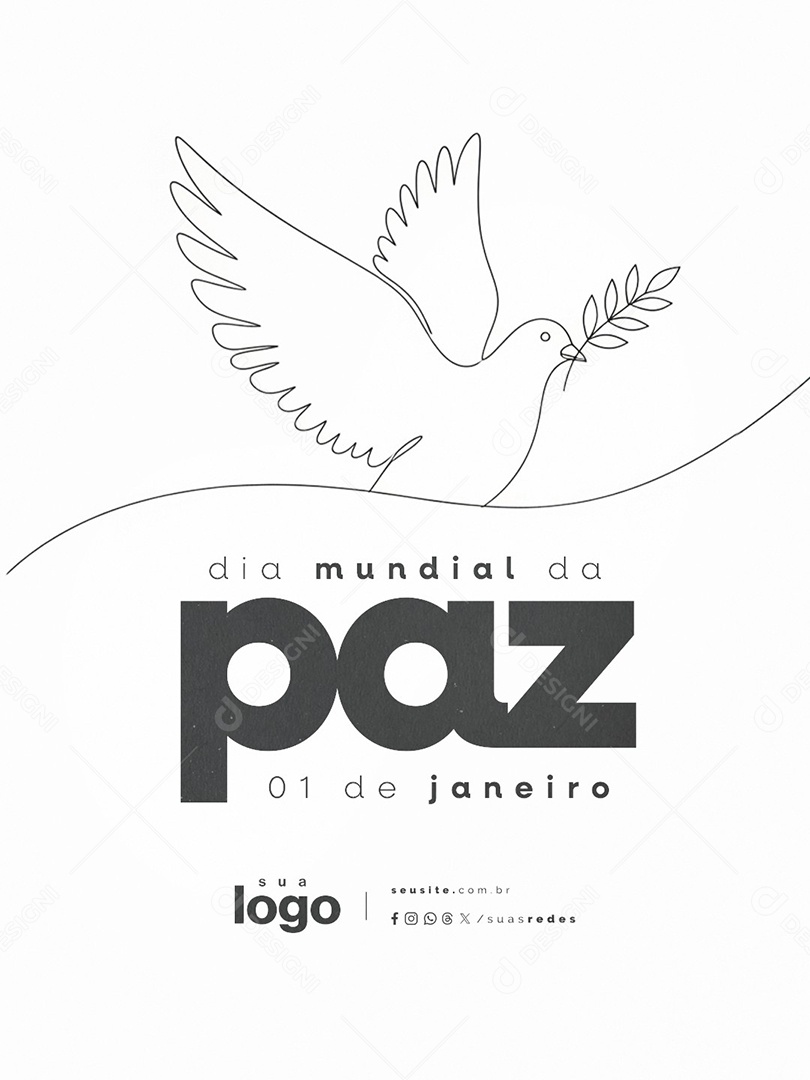 Dia Mundial da Paz 01 de Janeiro Social Media PSD Editável