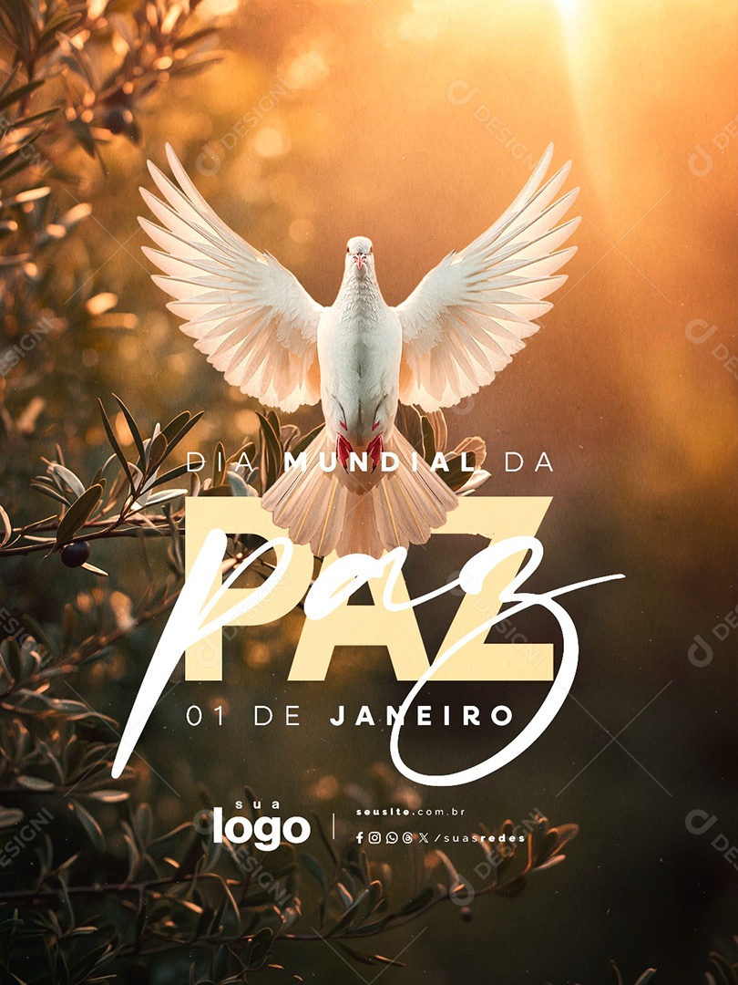 Dia Mundial da Paz 01 de Janeiro Social Media PSD Editável
