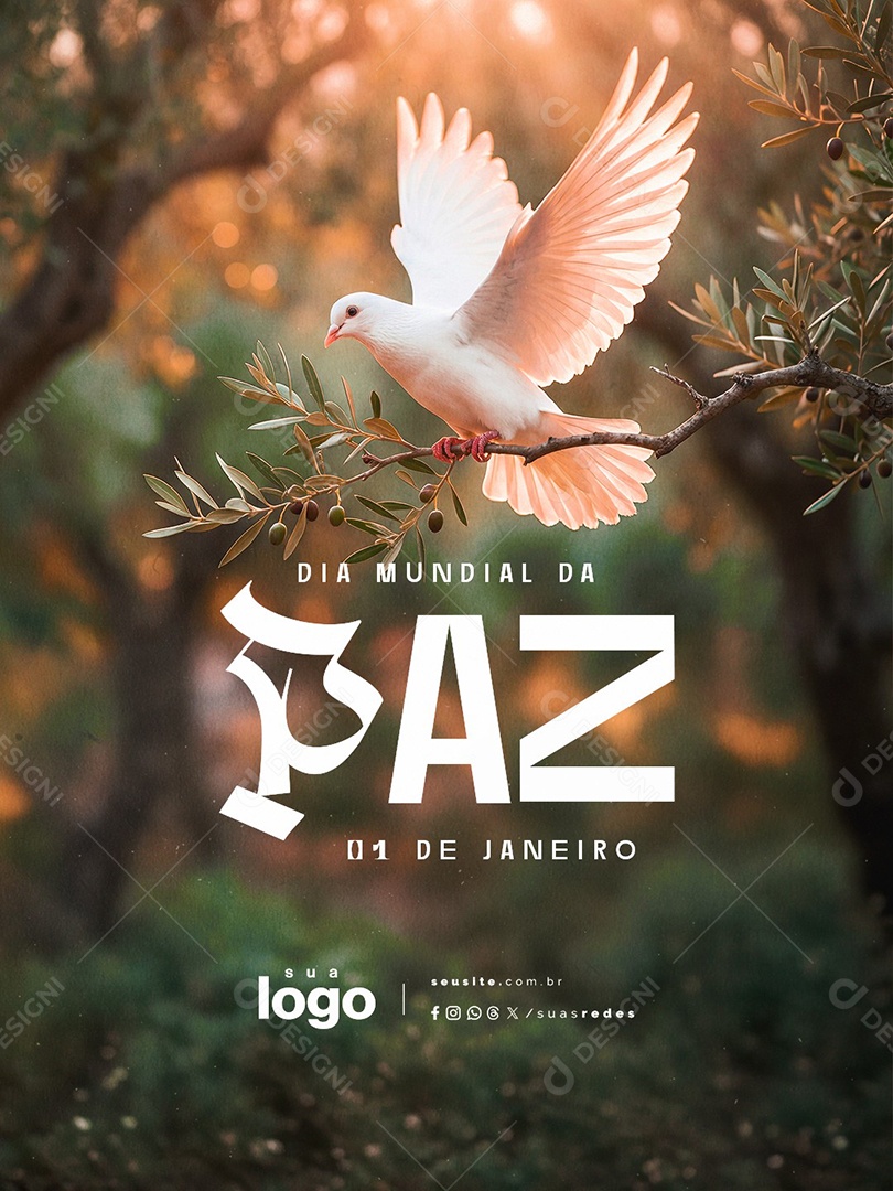 Dia Mundial da Paz 01 de Janeiro Social Media PSD Editável