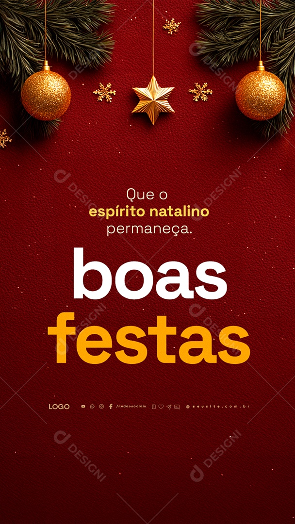 Story Boas Festas Que o Espírito Natalino Permaneça Social Media PSD Editável