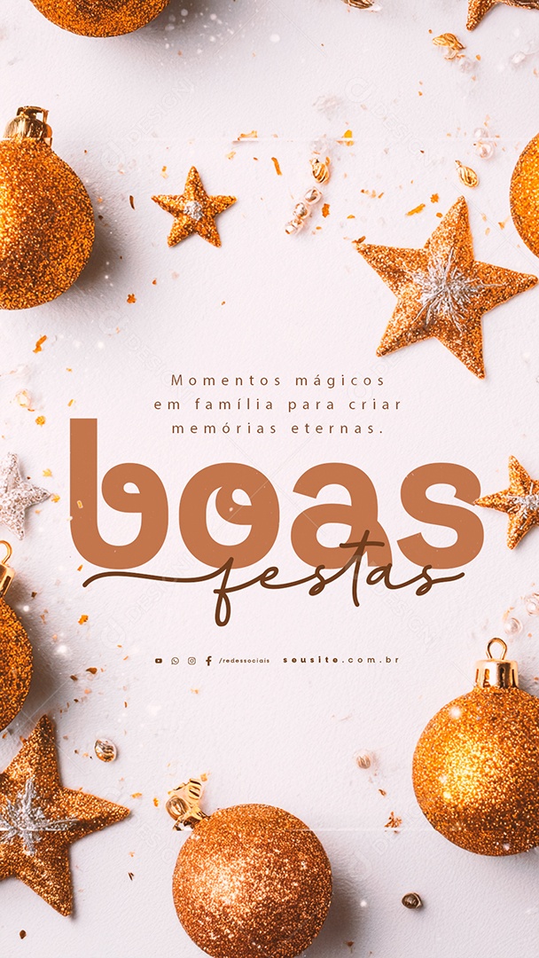 Story Boas Festas Momentos Mágicos em Família Social Media PSD Editável
