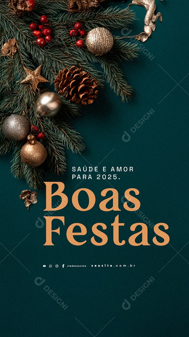 Story Boas Festas Saúde e Amor para 2025 Social Media PSD Editável