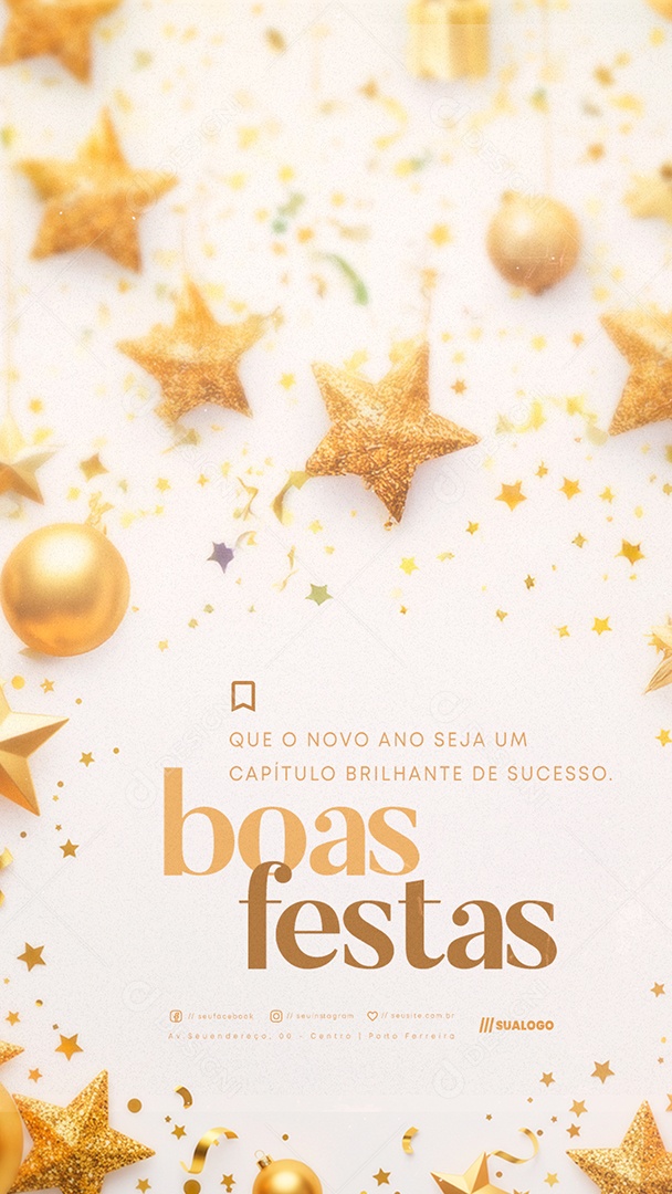 Story Boas Festas Que o Novo Ano Seja Um Capitulo Brilhante de Sucesso Social Media PSD Editável