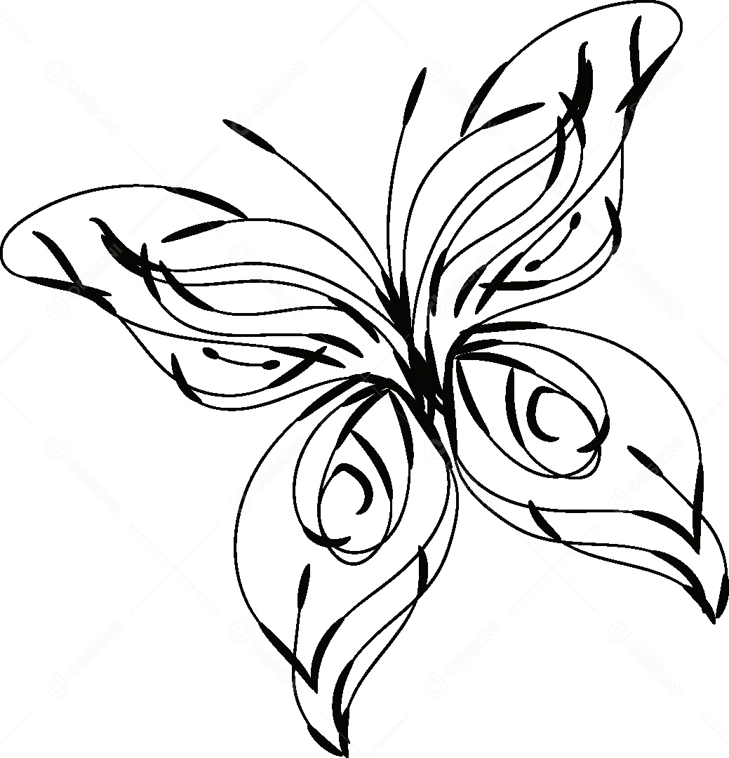 Desenho de Borboleta Feito a Mão Vetor EPS