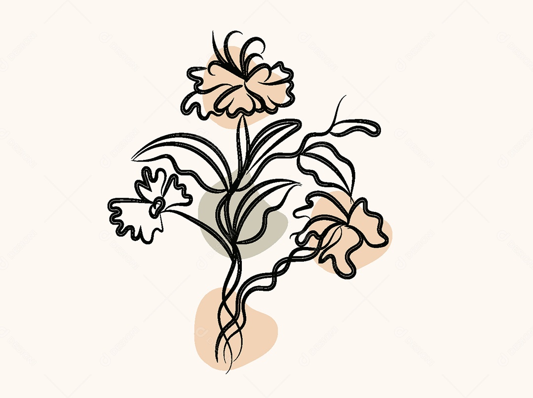 Desenho de Flores Feito a Mão Vetor EPS