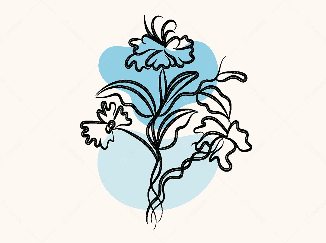 Desenho de Flores Feito a Mão Vetor EPS