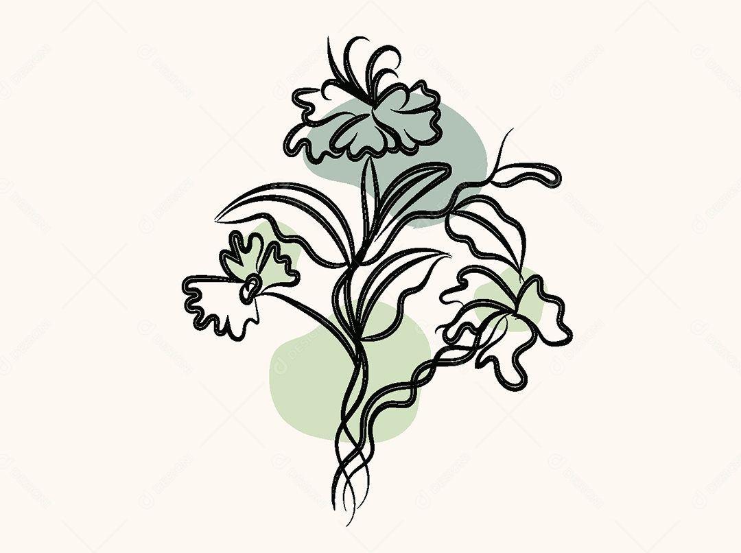 Desenho de Flores Feito a Mão Vetor EPS