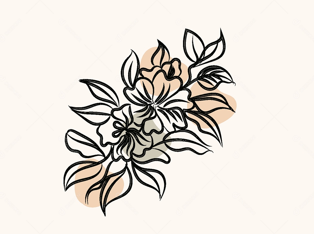 Desenho de Flores Feito a Mão Vetor EPS