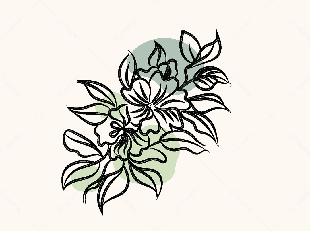 Desenho de Flores Feito a Mão Vetor EPS