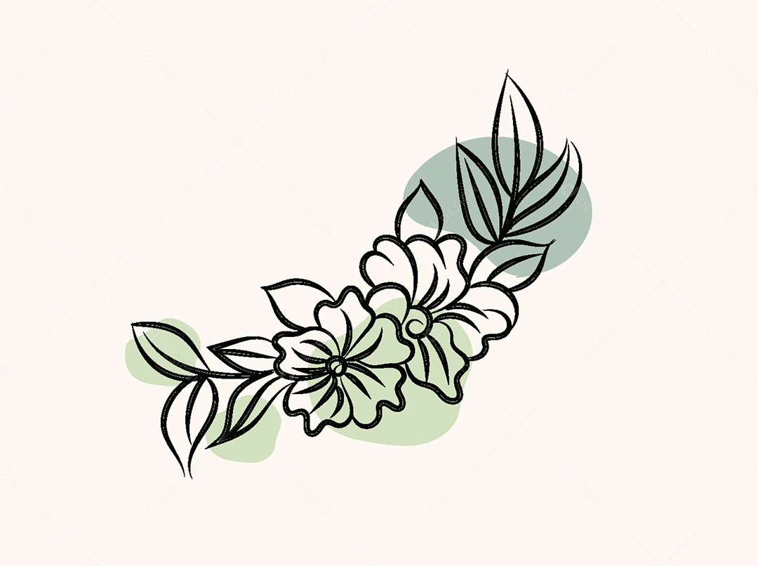 Desenho de Flores Feito a Mão Vetor EPS