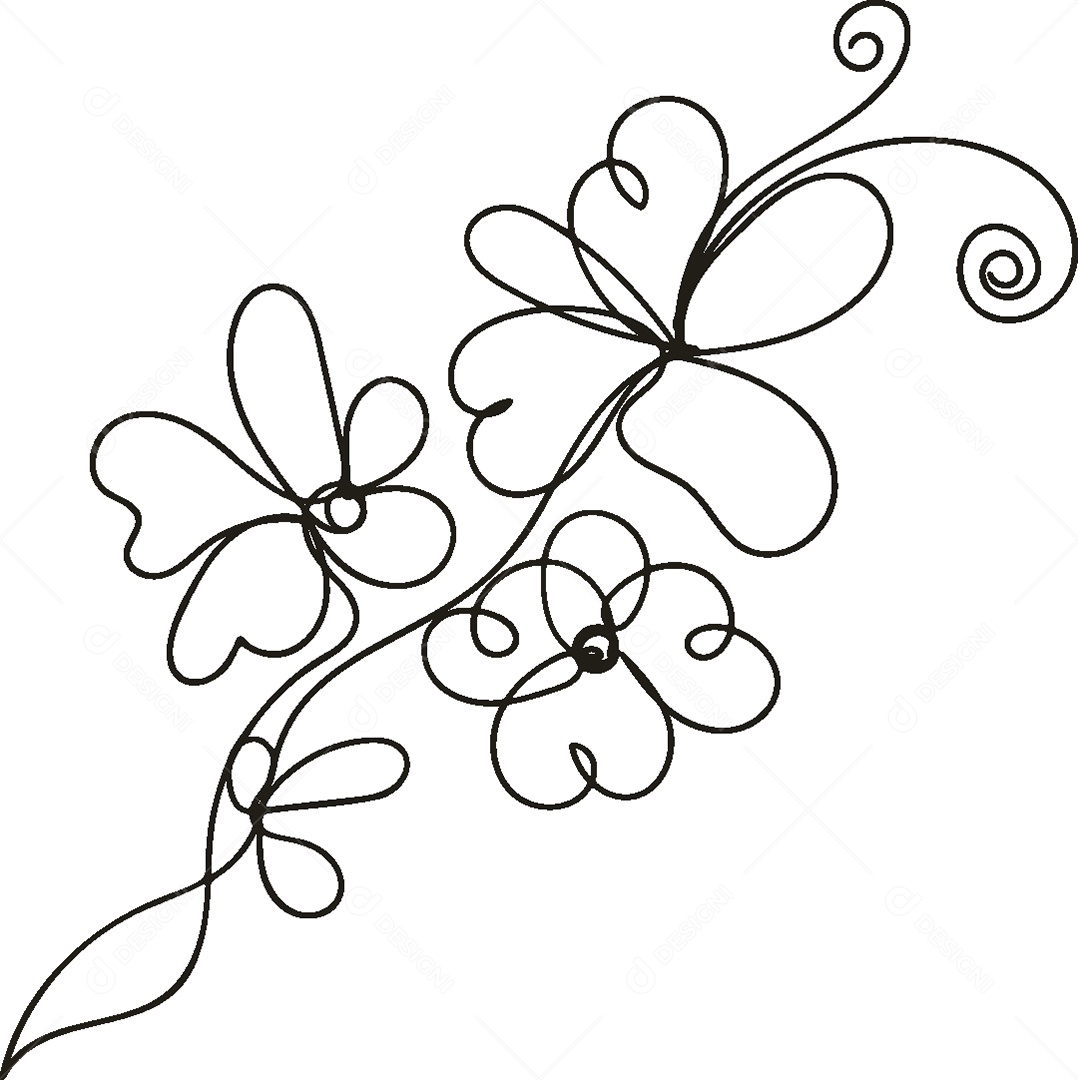 Desenho de Flor Feito a Mão Vetor EPS